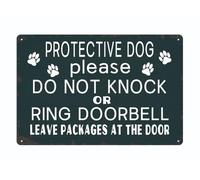 Yepyayqvk Protective Dog Please Do Not Knock or Ring Doorbell Ring Doorbell Leave Packages at The Door Metal Sign Hanging Sign Rustic Tin Metal Farmhouse Home Decor 8 X 12 Inch
