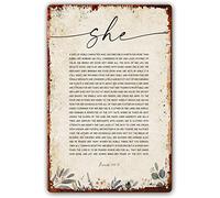 Yepyayqvk Proverbs 31 10-31 Bible Verse Wall Art Metal Poster Scripture Wall Art Christian Sign Mother Woman Gift Print A Wife of Noble Character Poster Pictures for Dining Room 8x12 Inch