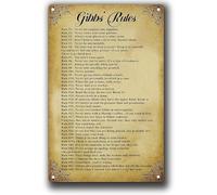Yepyayqvk Retro Metal Tin Sign s Ncis Gibbs Rules Poster Metal Sign For Home Coffee Bar Restroom Wall Inspirational Quotes Decor The Scrolls Decoration 8x12 Inch