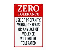 Yepyayqvk Retro Warning Sign, Matte Black with White Text, Tin, 8x12 Inch, Wall Mount, Use Of Profanity Verbal Threats Or Any Act Of Violence Will Not Be Tolerated