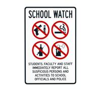 Yepyayqvk School Watch Students Faculty And Staff Immediately Report All Suspicious Persons Warning Sign, Retro Security Sign, Metal Caution Street Tin Sign, Vintage Safety Signs 8x12 Inch