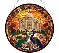 Yepyayqvk Taj Mahal India Pattern 8x8 Inch Glass Decor