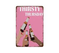 Yepyayqvk Thirsty Thursday! PHYSICAL PRINT Creative Tin Sign Skeleton, Funny Novelty Metal Sign, Vintage Wall Decor For Home Door Garden Bar Restaurant Cafe Office Shop Club 8"x12"