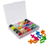YEQIN 25Pcs Bobbins and Sewing Threads with Bobbin Case and Bobbin Holder for Sewing Machine, Pre-Wound Bobbins Set Standard Size and Assorted Colors for Brother, BabyLock, Janome, Singer, Etc