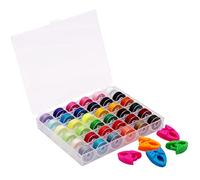 YEQIN 36Pcs Sewing Machine Bobbin Threads with Storage Case Box and Bobbin Clamps, Pre-Wound Bobbins Set for Brother Babylock Janome Elna Kenmore Babylock Singer Sewing Machine（Assorted Colors）