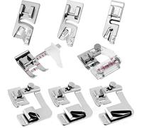 YEQIN 8pcs Sewing Machine Presser Foot Set Includes 3Pcs Wide Hem Foot, 3Pcs Narrow Rolled Hem Presser Feet, Bias Tape Binder Foot and Adjustable Guide Presser Foot for Brother Singer Janome