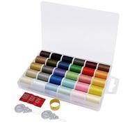 YEQIN Polyester Sewing Thread Set - 30 Assorted Colors, 50 Yards per Mini Thread Spool, Sewing Kit Includes 5 Hand Needles, 1 Thimble, 2 Needle Threader, Suitable for Hand and Machine Sewing