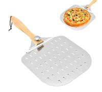 Yeqqzq 12 Inch Perforated Pizza Peel with Long Foldable Handle, Aluminum Pizza Paddle, Pizza Spatula or Pizza Turning Peel for Family Oven Baking