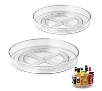 Yeqqzq 2 Pack Clear Lazy Susan Organizer, Lazy SusanTurntable Cupboard Organiser(27+23.5cm), Rotating Spice Rack Fridge Turntable Organiser for Pantry Countertop Kitchen Vanity Bathroom Jewelry Holder