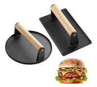 Yeqqzq 2 PCS Smash Burger Press Kit, Cast Iron Burger Presses, Stuffed Burger Mold, Non Stick Smash Burger Press Set for Grill and Griddle Cooking