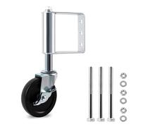 Yeqqzq 4 Inches Upgrad Gate Wheel with Brakes, Heavy Duty Spring Loaded Gate Rubber Castor Wheel Swivel for Fence Wooden Gate, Ageing Resistance Universal Mount Gate Caster for Yard Fence