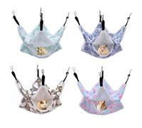 Yeqqzq 4 Pcs Small Animal Hanging Hammock, Double Layer Ferret Bunk Bed, Hammock Soft Warm Guinea Pig Hideout Hanging Rat Ferret Cage Accessories for Hamster Rat Parrot Guinea Pig