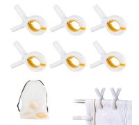 Yeqqzq 6 PCS Beach Towel Clip, Cloth Pins with Drawstring Organizer, Quilt Drying Clip, Plastic Clothespins, Strong Grip Holder to Dry Laundry on Clothesline and Hanging Rack