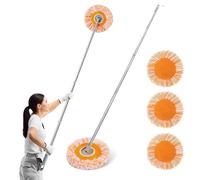Yeqqzq 74inch Adjustable Cleaning Mop, 360° Rotatable Wall Mop with 3 Reusable Heads, Extended Handle Wall Cleaning Mop for Floor Door Window Cleaning