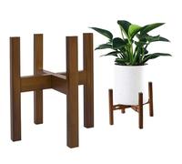 Yeqqzq Adjustable Plant Stand, Natural Bamboo Mid Century Modern Indoor Plants Stands, Fits 8 to 13 Inches Pots, (Pot & Plant Not Included)