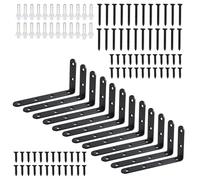 Yeqqzq Black Shelf Brackets, Wall Mounted, 4.9x2.9x0.78 in, 90 Degree L Shelf Support Bracket, Heavy Duty Wall Brackets for Shelves, Floating Shelve Bracket (12 PCS)