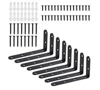 Yeqqzq Black Shelf Brackets, Wall Mounted, 4.9x2.9x0.78 in, 90 Degree L Shelf Support Bracket, Heavy Duty Wall Brackets for Shelves, Floating Shelve Bracket (8 PCS)