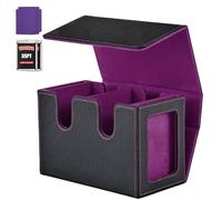 Yeqqzq Card Deck Box for MTG, Storage Box with Commander Display & 1 Dice Tray, Fits 160+ Double Sleeved, Organizer for TCG/CCG/PTCG/EDH/Magic/Sport Cards