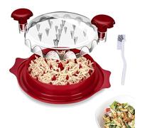 Yeqqzq Chicken Shredder Tool Twist, Large Chicken Breast Shredder with Brush, Visible Meat Shredder Machine, Anti-Slip Strip, Ergonomic Handle, BPA Free, Suitable for Pork Beef Chicken (Red)