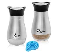 Yeqqzq Pack of 2 Salt and Pepper Pots Salt and Pepper Shaker, Salt and Pepper Pots Salt Dispenser for Kitchen, BBQ, Camping, Restaurant, Dining Table (Silver)