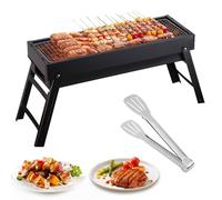 Yeqqzq Portable Charcoal Grill, Portable Foldable BBQ Grill, Stainless Steel BBQ Tabletop Smoker for Picnic, Garden, Terrace, Camping, Travel, Hiking