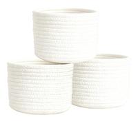Yeqqzq Set of 3 Small Basket, Woven Baskets, Cotton Rope Small Baskets for Organizing, Cute Mini Tiny Storage Basket for Gifts, Decorative Boho Round Bathroom Organization Bin