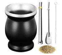 Yerba Mate Cup Set, Stainless Steel Yerba Mate Cup Set with Straws, Tea Cups, and Cleaning Brush - Perfect for Mate Tea Infusion