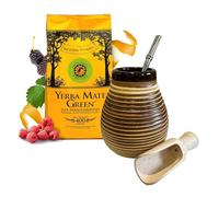 YERBA MATE Green Frutas STARTER SET♦Natural Strong Energy Drink♦Mate Green Complete Set♦Begginer's Kit♦ENERGY Fruty Booster♦Green Mate Frutas 500g Kit♦YerBee Ceramic Cup 300ml♦Bombilla♦Wooden Scoop