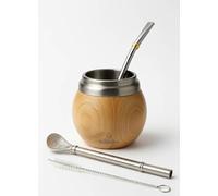 Yerba Mate Kit - Includes One Yerba Mate Cup and Bombilla Set - Stainless Steel Double Wall Thermal Yerba Mate Gourd and Bombilla Set (Mate straw) - Easy to clean and maintain (Wood)