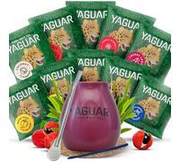 Yerba mate sample set with accessories | Yerba mate Yaguar | Calabash, yerba mate bombilla | 10x50g | Yerba mate from Brazil | Natural caffeine | 500g | 0.5kg