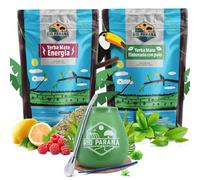 Yerba mate set Rio Parana with accessories | Energia and Elaborada con Palo | Calabash, bombilla and accessories | Argentinian yerba mate | Natural caffeine | 2x500g | 1kg