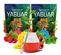 Yerba mate set with accessories - stimulating | Two-pack ofyerba mate | Yaguar | Guarana | Brazilian seasoned yerba mate | Mild | Natural caffeine | 2x500g | 1kg