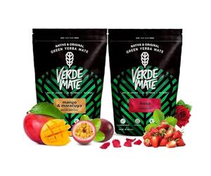 Yerba mate set with fruit | Two-pack of yerba mate | Mango, maracuya, strawberry | Brazilian yerba mate green | Yerba mate tea | Mild flavour | Natural caffeine | 2x500g | 1kg