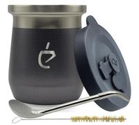 Yerba Mate Un Mate Termolid DualFlow PRO Ash Gray - Thermal Matero 230 ml, Bombilla, Lid 100% Leakproof, Premium Gift Set (Gray)