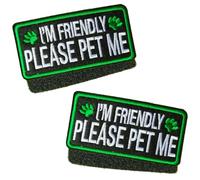 Yerchic I'm Friendly Please Pet Me Patch for Service Dog Vests Harnesses Emblem Embroidered Fastener Hook & Loop Patches (2 pcs)