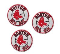 Yerchic Red Sox Patch Iron On Sew On Embroidered Circle Patches for Jacket Shirts Jeans Backpack Sewing Decorating DIY Craft 3IN