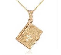 Yerdos Pendant Christian Miniature Readable Bible Necklace Holy Bible Book Pendant Necklace Prayer Christian Scripture Silver