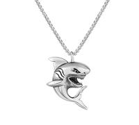 Yerdos Style Trend Simple Silver Color Great White Shark Pendant Necklace Men's Fashion Personality Party Jewelry