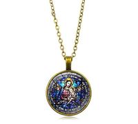 Yerdos Virgin Mary Madonna and Infant Jesus Christ Child Catholic Jewelry Glass Dome Art necklace pendant