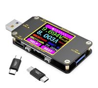 YEREADW USB Tester Power Meter 2-in-1 Multimeter Digital Type C Tester Voltmeter, 4,5-24V 0-8,0A Voltage and Current Tester, PD Battery Power Bank Capacity Ammeter with Type C Connector (A3)