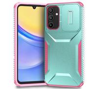 Yerebel Case for Galaxy A15 Case, Samsung A15 SM-A156U Case with Slide Camera Cover, Military Grade Non-Slip Heavy Duty Rugged Shockproof Protective Phone Cover for Samsung Galaxy A15 PC Green