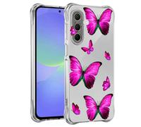 Yerebel Case for Galaxy A37 Case, for SamsungA37 SM-A376B Cute Cover, Clear Flexible Bumper TPU Soft Rubber Silicone Cover Phone Cases for Samsung Galaxy A37 Rose Butterfly