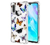 Yerebel Case for Huawei P30 Lite/Nova 4E MAR-LX3A Cute Case, Clear Flexible Bumper TPU Soft Rubber Silicone Cover Phone Case for Huawei P30 Lite (Butterfly)