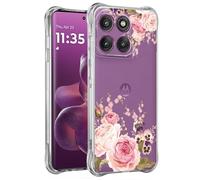 Yerebel Case for Motorola Edge 60 Pro Case XT2507-1 Cute Cover, Clear Flexible Bumper TPU Soft Rubber Silicone Cover Phone Cases for Motorola Moto Edge 60 Pro Roseflower