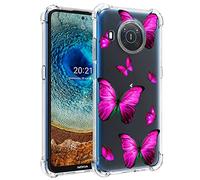 Yerebel Case for Nokia X10 Case, Nokia X20 TA-1332 TA-1341 Cute Case, Clear Flexible Bumper TPU Soft Rubber Silicone Cover Phone Case for Nokia X10/X20 (rose butterfly)