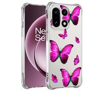 Yerebel Case for OnePlus 15 Case CPH2747 Cute Cover, Clear Flexible Bumper TPU Soft Rubber Silicone Cover Phone Cases for OnePlus 15 5G Rose Butterfly