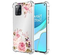 Yerebel Case for OnePlus 8T 5G KB2000 KB2005 Cute Case, Clear Flexible Bumper TPU Soft Rubber Silicone Cover Phone Case for OnePlus 8T 5G (roseflower)