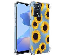 Yerebel Case for OPPO A55 4G/OPPO A16 4G/OPPO A16S 4G/OPPO A56 5G/OPPO A53s 5G/OPPO A54S 4G Cute Case, Clear Flexible Bumper TPU Soft Rubber Silicone Cover Phone Case for Oppo A16 Sunflower