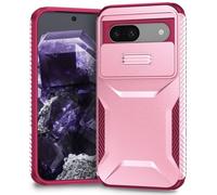 Yerebel Case for Pixel 8A Case, Google 8A GKV4X Case with Slide Camera Cover, Military Grade Non-Slip Heavy Duty Rugged Shockproof Protective Phone Cover for Google Pixel 8A Pink Wine