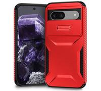 Yerebel Case for Pixel 8A Case, Google 8A GKV4X Case with Slide Camera Cover, Military Grade Non-Slip Heavy Duty Rugged Shockproof Protective Phone Cover for Google Pixel 8A Red